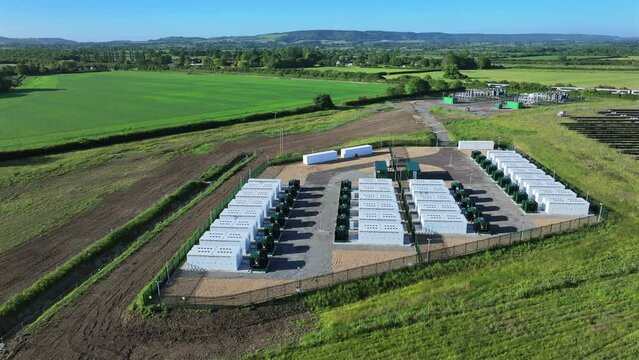 Lithium Battery Mega Packs for Power Grid Stability Aerial View