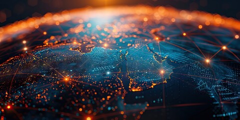 Global network background connecting the whole world. AI generated illustration