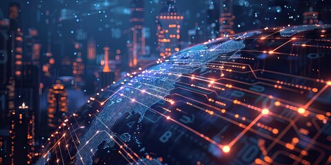 Abstract Digital Background Science Technology Networks Big Data Link 3D . AI generated illustration