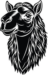 Camel head silhouette vector art style with white background