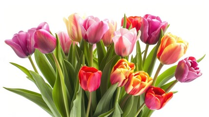 Fototapeta premium Fresh tulip bouquet isolated on a white background