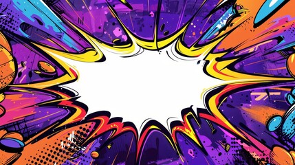 Naklejka premium Colorful comic-style explosion with a bright white center and pink clouds radiating outwards. Pop art concept.