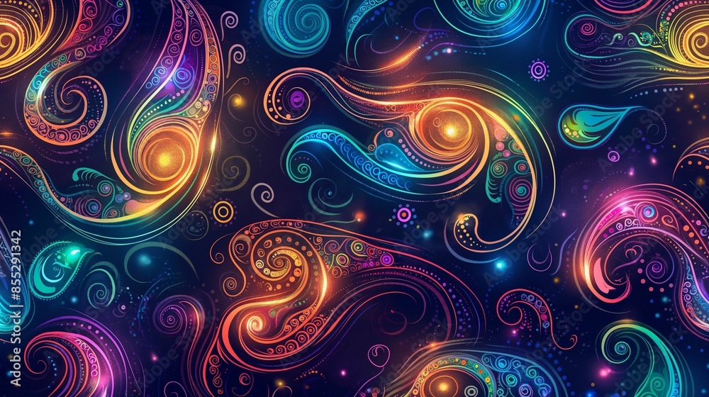 Sticker A vibrant abstract background with colorful swirling patterns on a dark backdrop