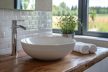 Fototapeta premium Rustic White Sink with Mirror