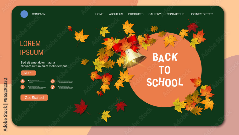 Wall mural Modern trendy landing page vector design template. Back to school concept