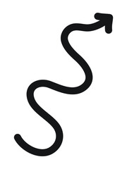 Hand drawn black wavy arrow on white background