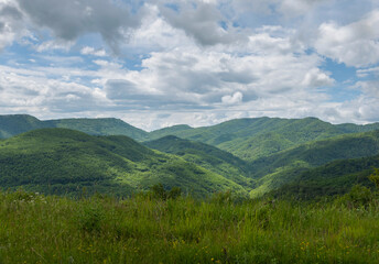 landscape with mountains and blue sky