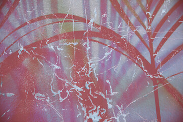 Red and blue texture with plants