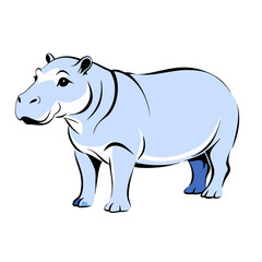 Fototapeta premium Charming Pygmy Hippo Illustration - simplistic yet captivating style, perfect for various design uses.
