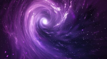 Fototapeta premium Vector design of a dark violet spiral black hole against a galaxy background with the Milky Way spiral Conceptual depiction of the universe and stars