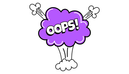 Pow comic bubble. Sound dialogue speech bubbles with word Oops. Pop art expression in bright color and black outline.