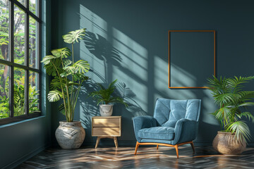 Cozy Dark Living Room with Armchair