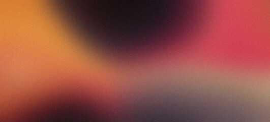A dynamic blend of black, orange, pink, and gray forms an abstract wave, with a grainy texture adding depth to the vibrant gradient background.