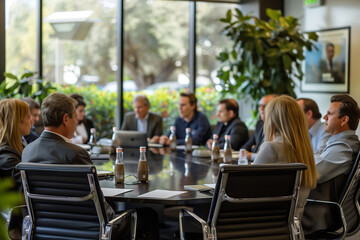 Business Meeting Around Large Table In Modern Office