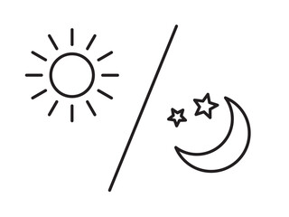 Sun and moon icon isolated on white background. Day and night line icon.