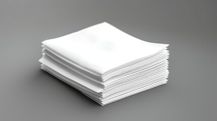 A stack of blank white paper on a gray background. The paper is clean and unwrinkled. The stack is about 2 inches thick.