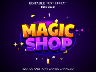 Obraz premium magic shop text effect, font editable, typography, 3d text. vector template