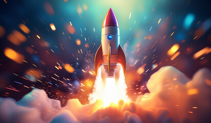 Rocket Launch Illustration for Startups Theme