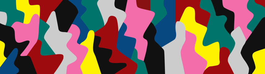  People of the future technology silhouettes abstract vector illustration , multicolored  background