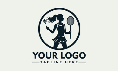 Woman Badminton Vector Logo Symbolize Athleticism, Elegance, and the Thrill of Badminton Competition Capture Attention with the Bold and Memorable Woman Badminton Vector Logo