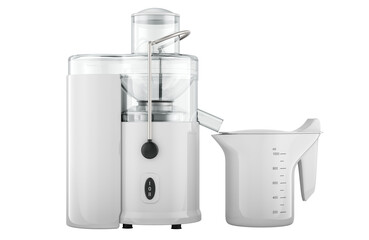 White Juicer Machine, electric juicer. 3D rendering isolated on transparent background