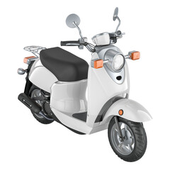 White Motor Scooter, 3D rendering isolated on transparent background