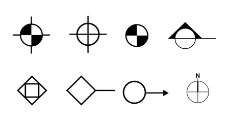 architectural symbol,north point,wall section,elevation marker