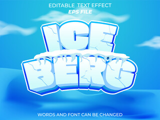 ice berg text effect, font editable, typography, 3d text. vector template