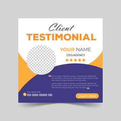 Set of client testimonials or review social media post design, client feedback template in square format that is modern and creative.

