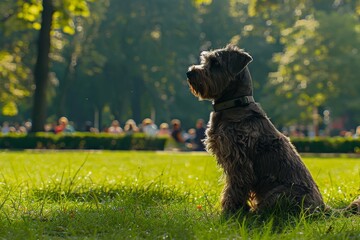 dog in the park copy space Generative AI