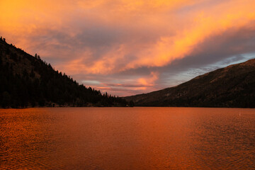 sunset over the lake