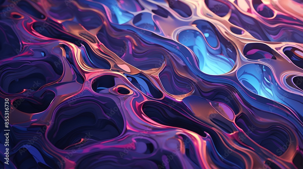 Fototapete abstract 3d rendering of a colorful and vibrant organic structure, resembling a close-up of a coral 