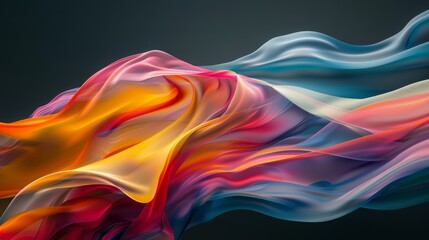Obraz premium A colorful fabric swirls and flows in the air, creating a dynamic and abstract composition