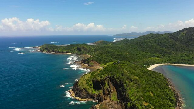 The coast of the island with beaches and rainforest. Cape Engano. Palaui Island. Santa Ana Philippines.