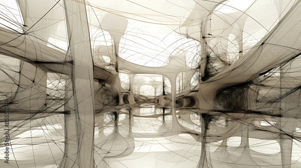 Fototapete black and white abstract background. organic structure looks like a fragment of a fantastic alien ci