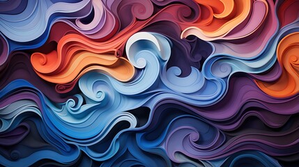Fototapeta premium This image is a colorful abstract background. It features a variety of swirling shapes and patterns, and has a vibrant and dynamic feel.