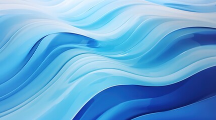 Fototapeta premium Blue and white abstract waves. 3D rendering.