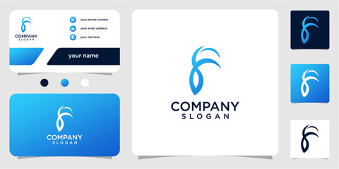 collection of abstract letter f initial logos with gradient colors, business cards