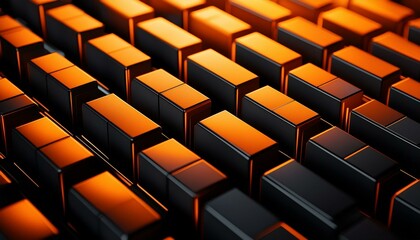 Obraz premium textura con formas geométricas en color negro y naranja 5