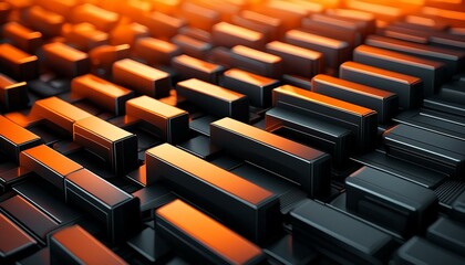 Obraz premium textura con formas geométricas en color negro y naranja 4