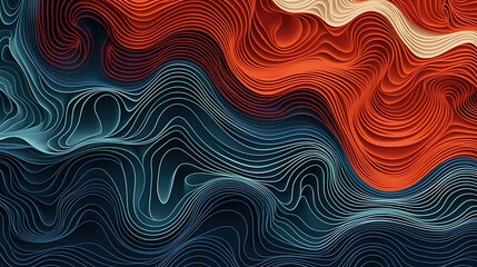 Fototapeta premium Abstract background with a flowing wave pattern. The colors are vibrant and saturated, and the waves are smooth and continuous.