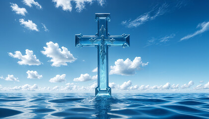 Naklejka premium Water Cross Baptismal Symbol