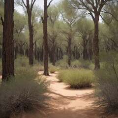 Obraz premium a drit road winding through a forest