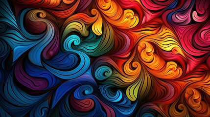 Colorful abstract painting with a variety of bright colors.