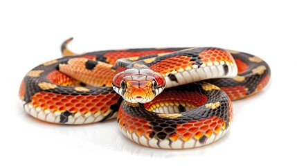 Fototapeta premium BiColored Corn Snake with two distinct color bands, on a white background, perfect for a contrasting and eyecatching appearance