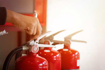 Engineer check fire suppression system,check fire extinguisher tank in the fire control room for...