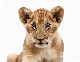 Obraz premium portrait of lion cub on white background