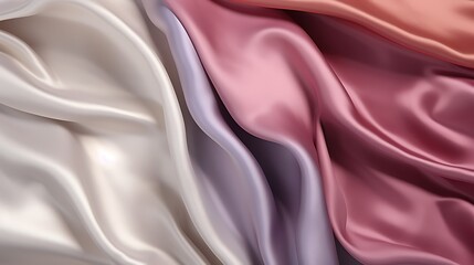 Obraz premium Pink, white and purple silk fabric.