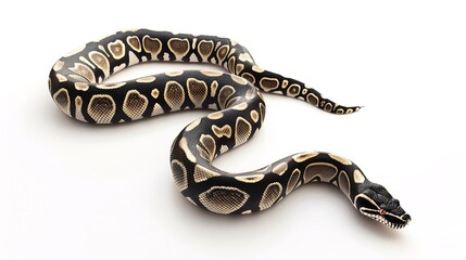 Obraz premium Soul Sucker Ball Python A Soul Sucker Ball Python with eerie, ghostly patterns, posed on a plain white background for World Snake Day