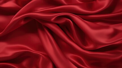 Fototapeta premium Red crumpled silk fabric, soft and smooth, with a luxurious feel. Perfect for use as a background or for adding a touch of elegance to any project.